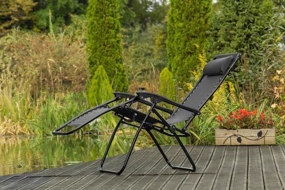 Трохи пом'яті труби Садове Крісло Шезлонг до 120 кг Складаний Шезлонг для Дачі Zero Gravity XXL, Черный