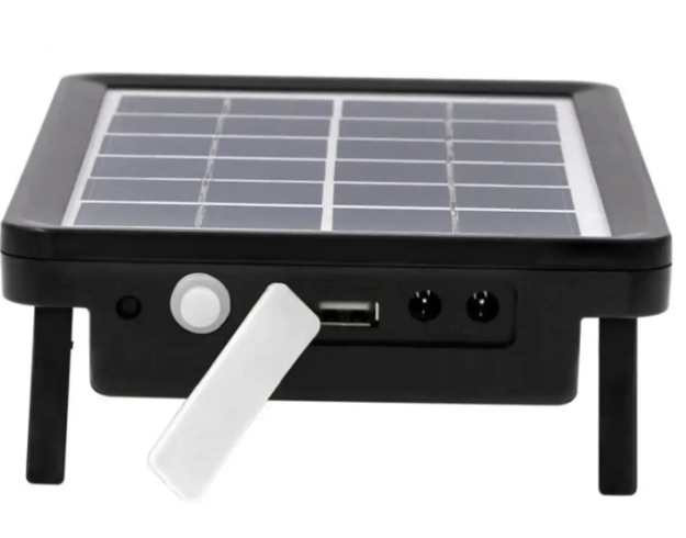 Портативная солнечная система EP-05 3в1 6v3w, Led лампы х2, powerbank, Черный