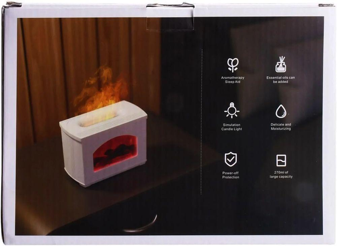 Увлажнитель воздуха Камин с эффектом пламени Fireplace Humidifier 270 мл / Ночник аромадифузор с имитацией огня и светодиодной подсветкой USB