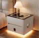 Тумба QYJXF02 из экокожи с LED подстветкой, USB, датчик движения, беспроводная зарядка, Bluetooth-аудио Белая
