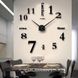 Большие настенные часы Horloge 3D DIY кварц 27/37/47 55 см. Светятся ночью, Серый
