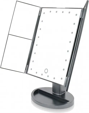 Дзеркало настільне потрійне косметичне з підсвічуванням для макіяжу 22 LED Біле, Черный