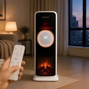 Напольный кондиционер 2в1 с LED-дисплеем 2000 Вт + пульт ДУ / Колонный керамический тепловентилятор стаймером X-719
