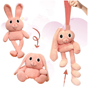 М'яка іграшка MishaExpo заєць з вухами та висувними ногами 110 см рожевий