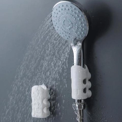 Тримач для душу на присосках SHOWER SUCKER Силіконовий переносний кронштейн - настінний для душової насадки на різні поверхні, Білий, Білий