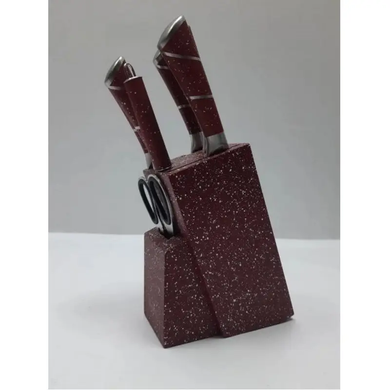 Набір кухонних ножів Червоні Rainberg RB-8805 8 в 1 із нержавіючої сталі на дерев'яній підставці, ножі для кухні