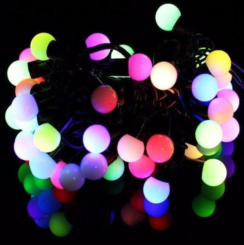 Гірлянда матова кулька 80LED 7м (флеш) RGB, Новорічна бахрама, Світлодіодна гірлянда, Вулична гірлянда