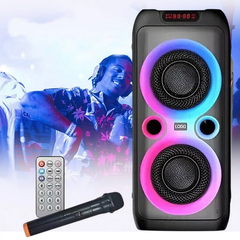 Колонка Bluetooth Wireless Speaker TTD-2809, 20Вт с караоке микрофоном и пультом управления и подсветкой