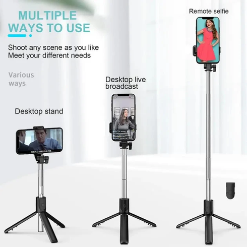 Селфі палиця штатив-монопод для телефону з Bluetooth пультом Selfie Stick R1 чорний
