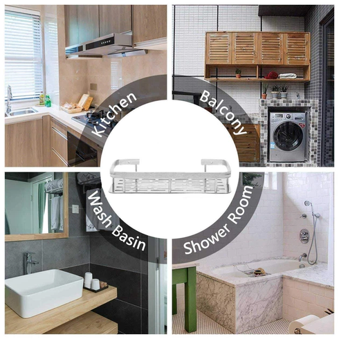 Металева полиця для ванної самоклеюча Bathroom shelf до 10 кг GREY