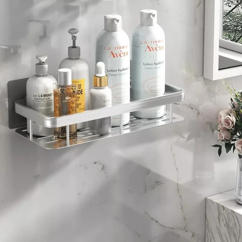 Металева полиця для ванної самоклеюча Bathroom shelf до 10 кг GREY