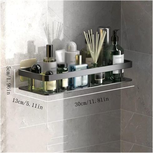 Металева полиця для ванної самоклеюча Bathroom shelf до 10 кг GREY