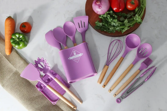 Набор из силикона 12 предметов Zepline, ZP-053 розовый