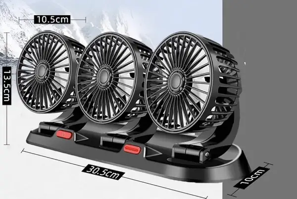 Вентилятор автомобильный тройной поворотный 5V USB с табличкой телефона