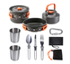 Набор туристической посуды Camping cooking со столовыми приборами 10 в 1  / Набор посуды для похода, пикника и рыбалки
