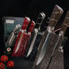 Набір кухонних ножів Червоні Rainberg RB-8805 8 в 1 із нержавіючої сталі на дерев'яній підставці, ножі для кухні