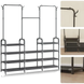 Стойка-вешалка для одежды и обуви Model1BLACK &mdash; 164&times;137&times;26см, 11полок, 4крючка, напольная, нержавеющая сталь