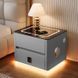 Тумба QYJXF02 из экокожи с LED подстветкой, USB, датчик движения, беспроводная зарядка, Bluetooth-аудио Серая