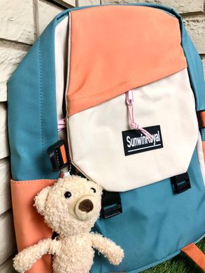 Шкільний з медведиком кишенею рюкзак стильний,спортивний,підлітковий рюкзак Блакитний