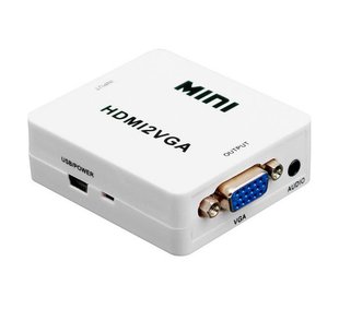 Перехідник VGA на HDMI конвертер для ПК, ноутбука, відео реєстратора адаптер перетворювач з аудіо та зовнішнім живленням HDMI - VGA VGA2HDMI(4272), Білий