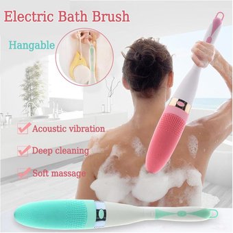 Щётка для мытья тела (MA-42), электрическая силиконовая щетка для ванны, Розовый