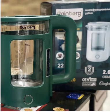 Не товарный вид Дисковый стеклянный электрический чайник с подсветкой Rainberg RB-2220