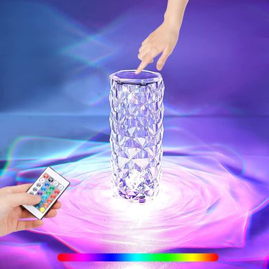 Настольная лампа Роза с пультом RGB Crystal Rose. Проекционный светильник-торшер ночник rose diamond table lamp кристалл, Разноцветный