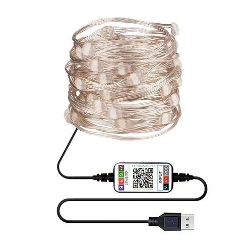 Новогодняя умная светодиодная гирлянда Encora Xmas Lights, 100LED, 10М с управлением через Bluetooth