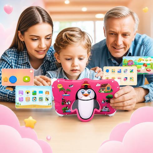 Детский планшет Meijiahui K1 Android-15 Penguin / Планшет 7" 6GB/128GB / Детский планшетный ПК с экраном 7 дюймов Розовый