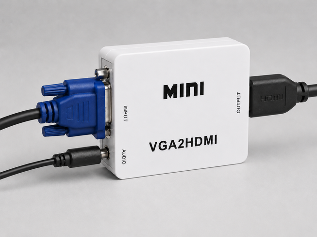 Переходник VGA на HDMI конвертер для ПК, ноутбука, видео регистратора адаптер преобразователь с аудио и внешним питанием HDMI - VGA VGA2HDMI(4272), Белый