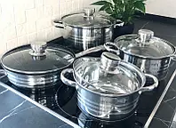 Набор кухонной посуды из нержавеющей стали на 12 предметов Rainberg RB-601 Хром, Серебристый