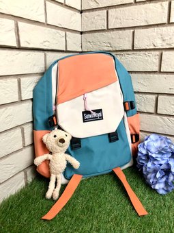 Шкільний з медведиком кишенею рюкзак стильний,спортивний,підлітковий рюкзак Блакитний