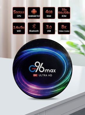 Приставка TV-BOX G96 Max X4 8K 4/64 UltraHD Android 11, Черный
