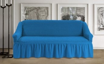 Турецкий натяжной чехол на диван универсальный синий
