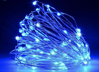 Новорічні гірлянди. Мідна дротяна лампа 100LED 10м, Колір Синій Силіконовий дріт (7107)