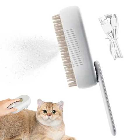 Паровая щетка массажер спрей 3 в 1 PET SPRAY MASSAGE BRUSH для вычесывания собак и кошек с паровым распылителем с ручкой