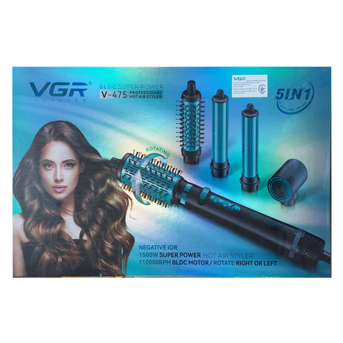Фен-стайлер VGR 5 в 1 V-475 , Professional, 5 насадок, 1400 Вт зеленый