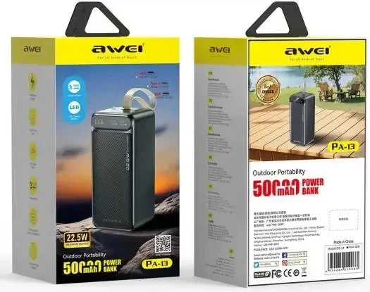 Мобільний акумулятор (Power Bank) AWEI PA-13 50000 mAh 22.5W