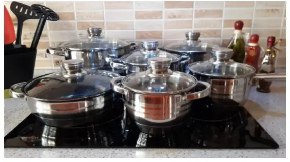 Набір кухонного посуду з нержавіючої сталі на 12 предметів Rainberg RB-601, Сріблястий