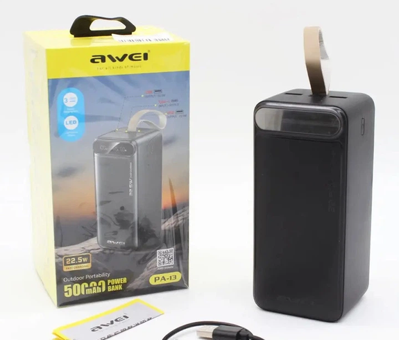 Мобільний акумулятор (Power Bank) AWEI PA-13 50000 mAh 22.5W