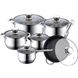 Набір кухонного посуду з нержавіючої сталі на 12 предметів Rainberg RB-601, Сріблястий