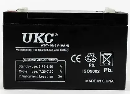 Акумуляторна батарея agm UKC WST-10 6V 10Ah акумулятор для УПСа, акумулятор до дитячого електромобіля, Черный