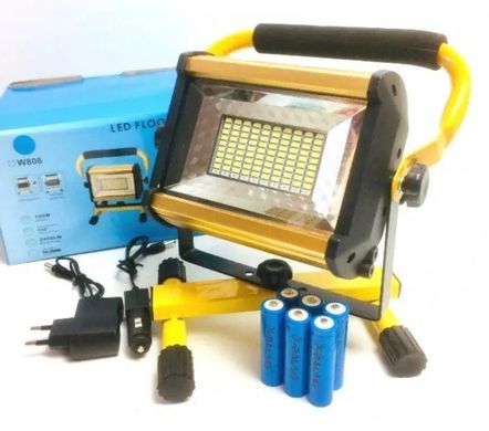 Прожектор фонарь светодиодный LED W808 от сети и от аккумуляторных батарей 100Вт