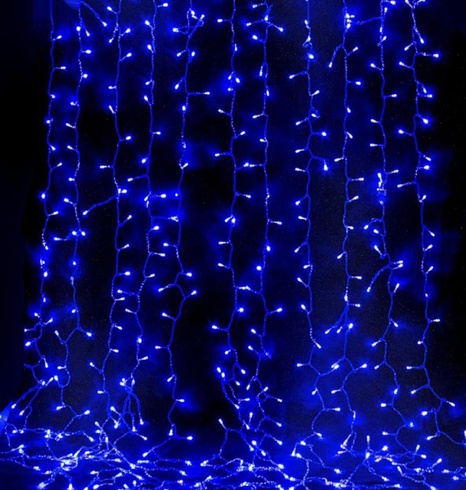 Новогодние гирлянды. Гирлянда водопад 320-400L 3x3м (10х32Ламп) Синий (7151)
