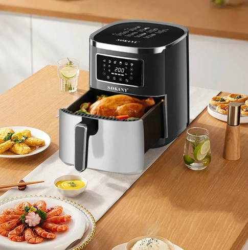 Аерофритюрниця Sokany SK 10052 1700W Аерогриль безмасляна мультипіч для приготування без олії 7 л з сенсорним керуванням