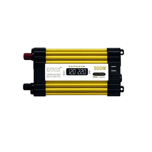 Автомобільний інвертор Жовтий / Перетворювач напруги з 12-220V, 500Вт, 2хUSB