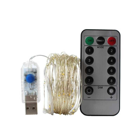 Гирлянда нить с USB и пультом управления, длина 10 м