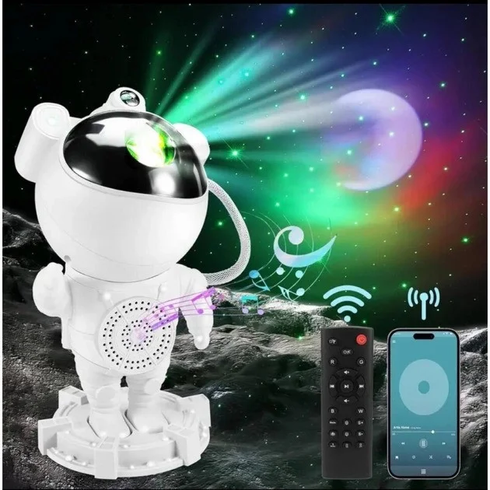 Ночник проектор звездного неба Астронавт с Bluetooth колонкой Sky Star Astronaut Bambi ZZ-202