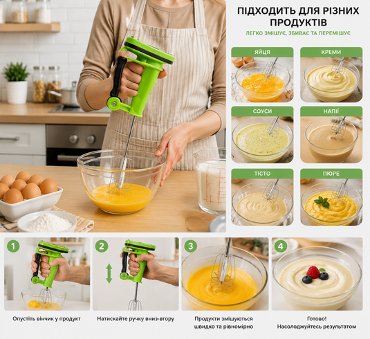 Ручной миксер Easy Flow Blender / Полуавтоматический механический венчик для сбивания портативный беспроводной