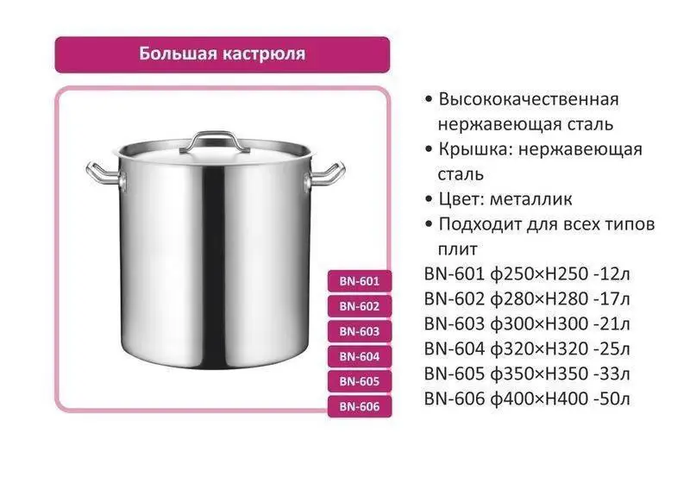 Каструля на 34 літрів Benson професійна BN-605